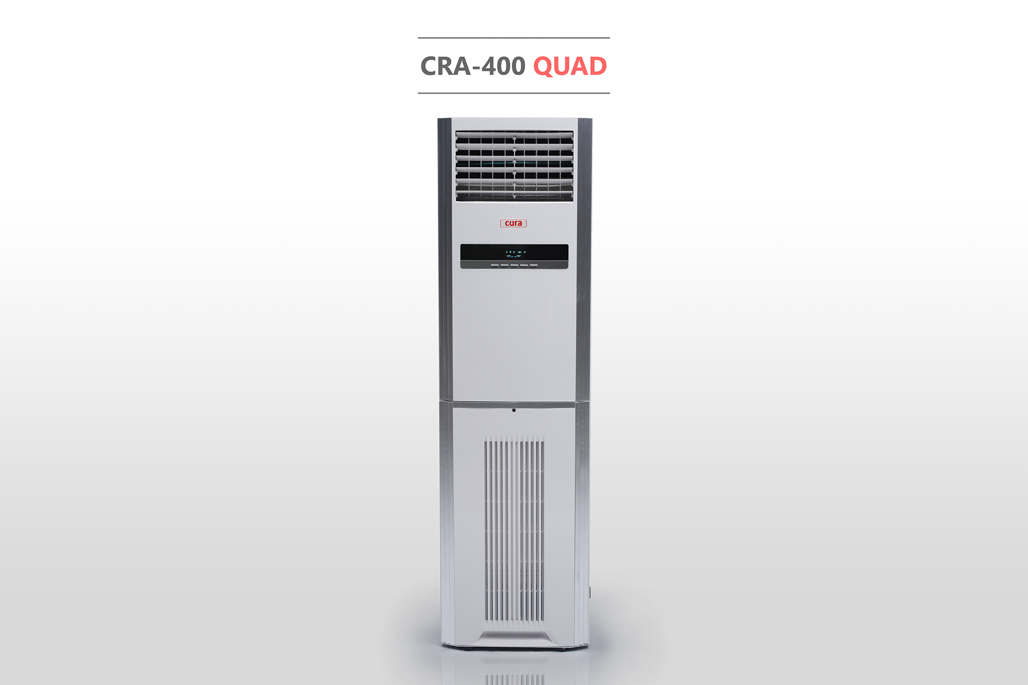 เครื่องฟอกอากาศ กรองฝุ่นด้วย HEPA filter ฆ่าเชื้อด้วยแสง UV ร่วมกับ Titanium Dioxide ดักจับกลิ่นด้วย Activated Carbon ยี่ห้อ CURA รุ่น CRA 400 QUAD สามารถดักจับฝุ่นละเอียดระดับ PM 2.5 ได้มากกว่า 99%